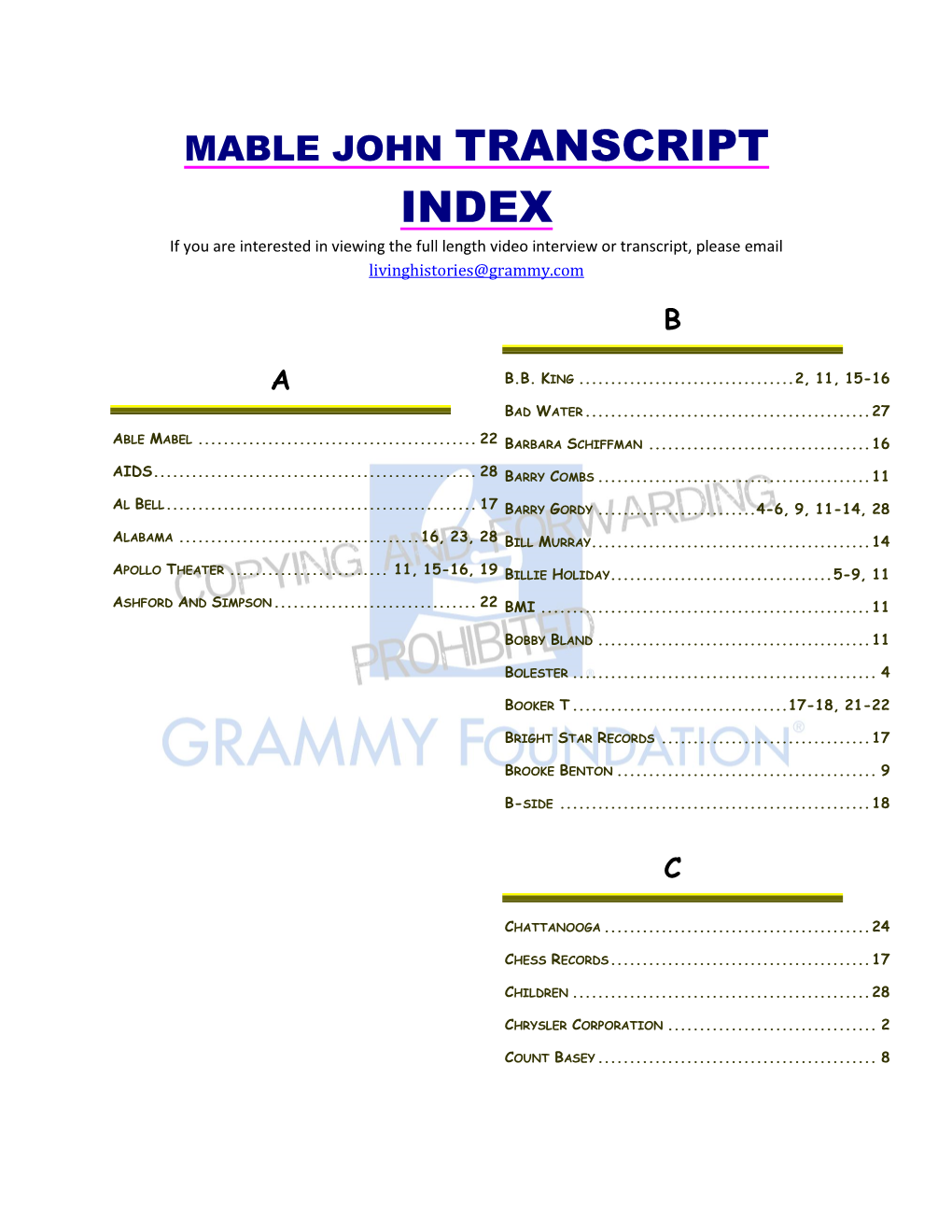 Mable John Transcript