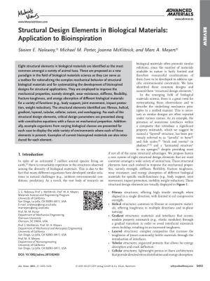 Structural Design Elements in Biological Materials: REVIEW Application to Bioinspiration