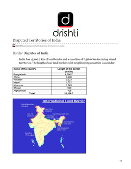 Disputed Territories of India