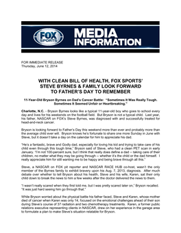 With Clean Bill of Health, Fox Sports' Steve Byrnes & Family Look Forward to Father's Day to Remember