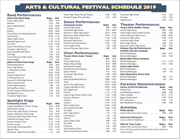 Arts & Cultural Festival Schedule 2019