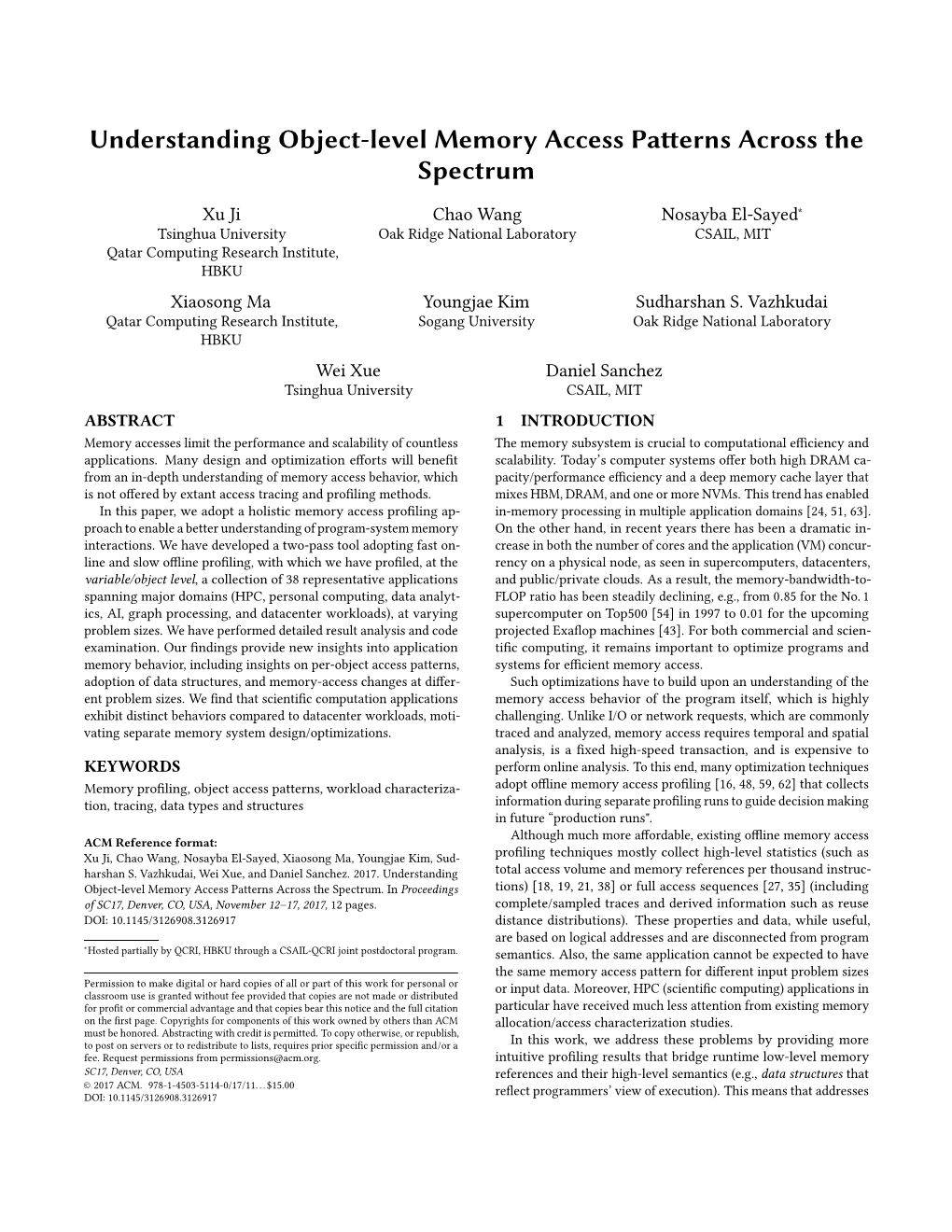 Understanding Object-Level Memory Access Patterns Across the Spectrum