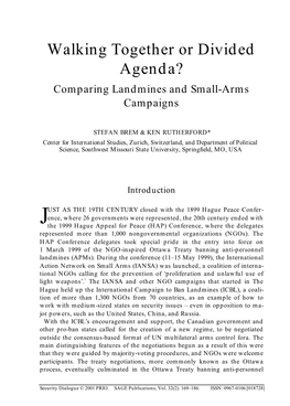 Walking Together Or Divided Agenda? Comparing Landmines and Small-Arms Campaigns