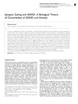 A Biological Theory of Comorbidity of ADHD and Anxiety