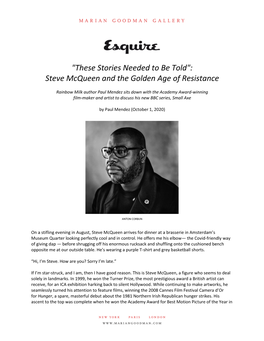 Press "These Stories Needed to Be Told": Steve Mcqueen and the Golden Age of Resistance Esquire