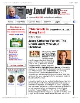 Judge Katherine Forrest; the Grinch Judge Who Stole Christmas 12/28/17, 3�28 AM