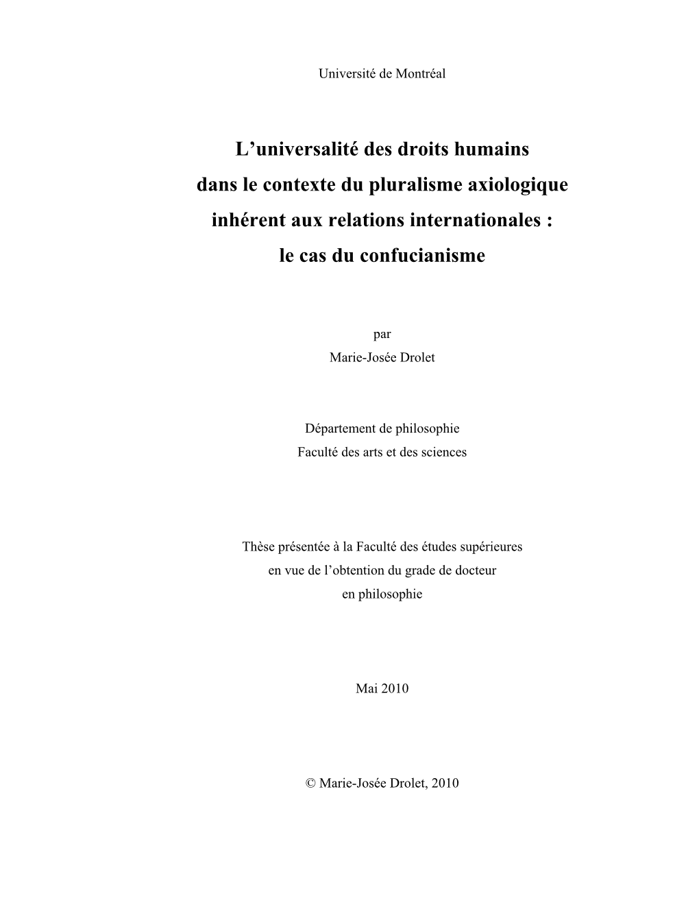 L'universalité Des Droits Humains Dans