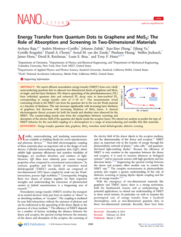 Energy Transfer from Quantum Dots to Graphene and Mos2