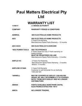 Paul Matters Electrical Pty Ltd