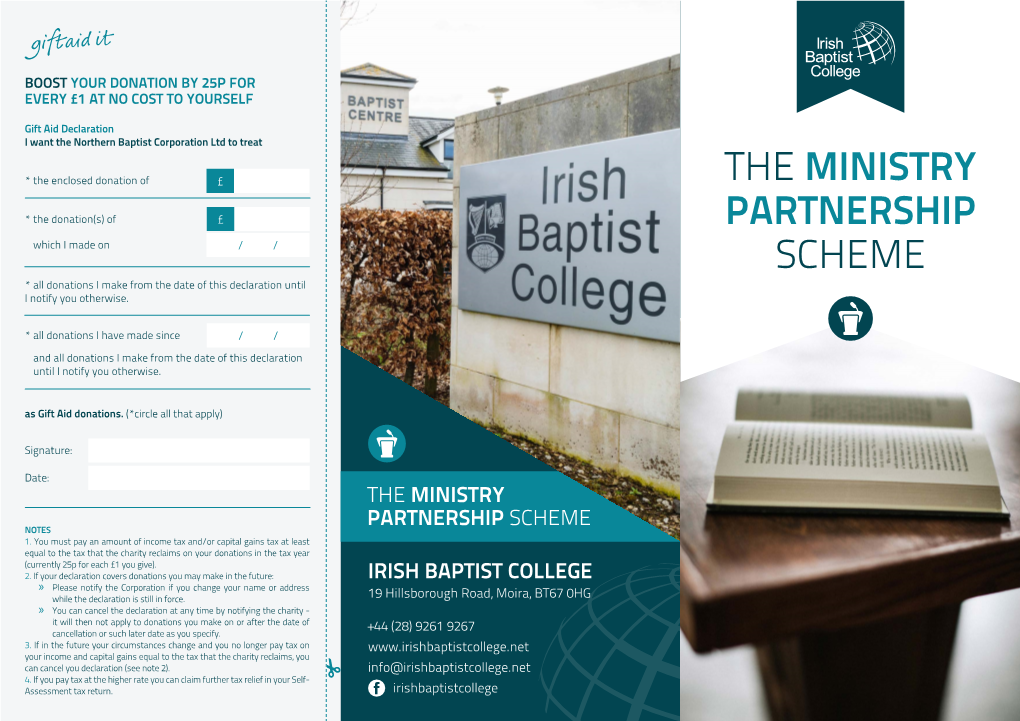 The Ministry Partnership Scheme to You for Your BIBLICAL MINISTRY in Prayerful and Practical Support