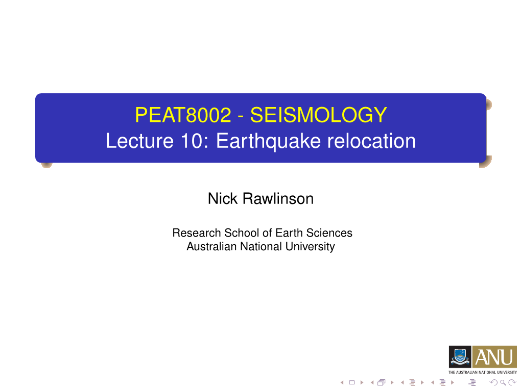 Earthquake Relocation