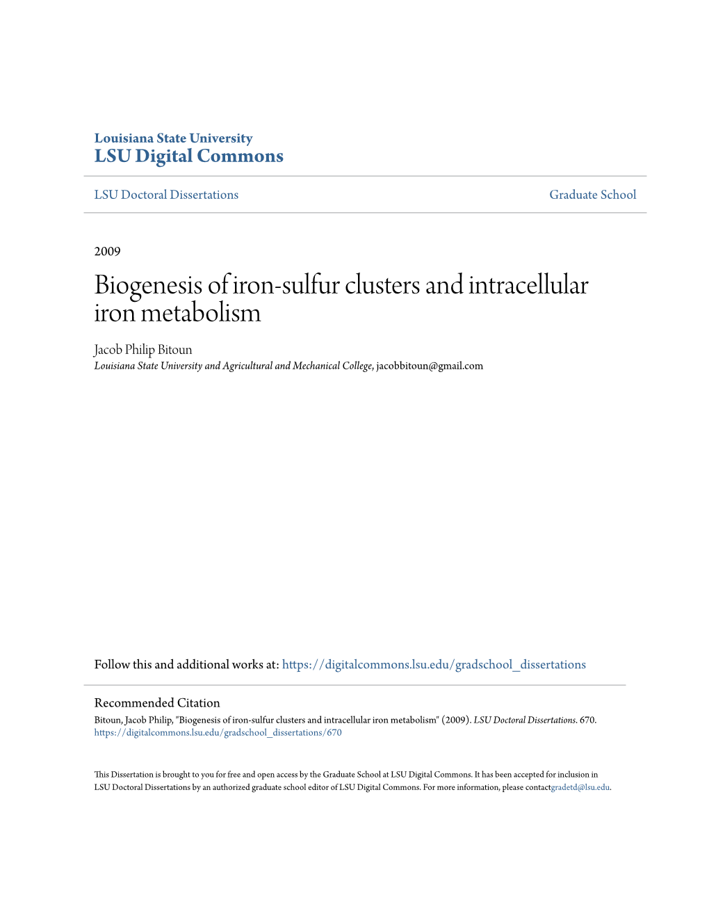 Biogenesis of Iron-Sulfur Clusters and Intracellular Iron Metabolism