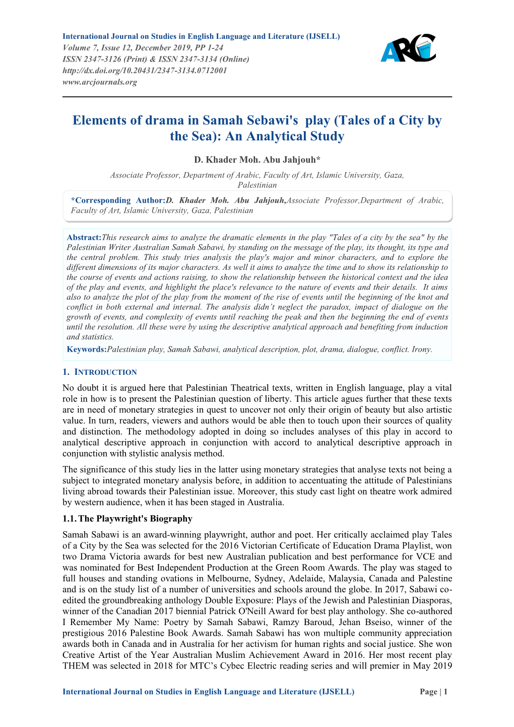 (Tales of a City by the Sea): an Analytical Study