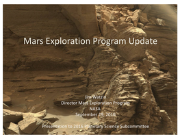 Mars Exploration Program Update