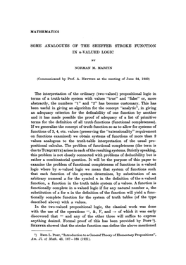 Some Analogues of the Sheffer Stroke Function in N-Valued Logic