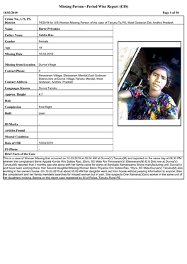 Missing Person - Period Wise Report (CIS) 18/03/2019 Page 1 of 50