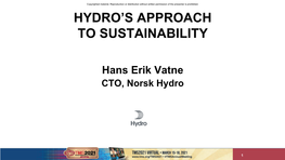Hydro's Approach to Sustainability