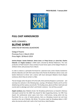 Blithe Spirit Directed by Michael Blakemore