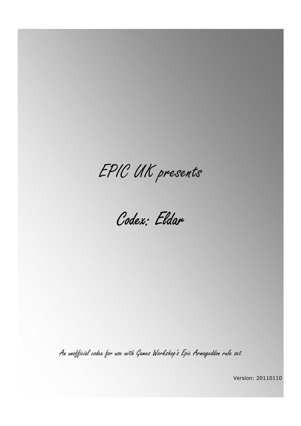 EPIC UK Presents Codex: Eldar
