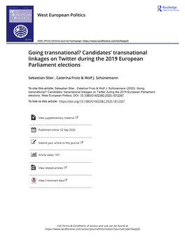 Going Transnational? Candidates’ Transnational Linkages on Twitter During the 2019 European Parliament Elections