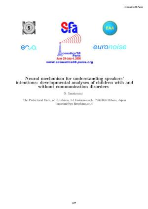 Neural Mechanism for Understanding Speakersâ Intentions
