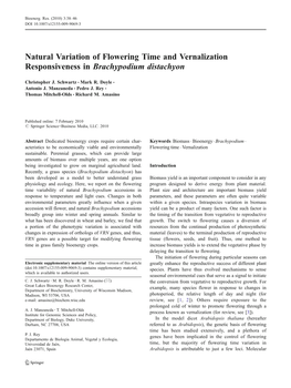 Natural Variation of Flowering Time and Vernalization Responsiveness in Brachypodium Distachyon
