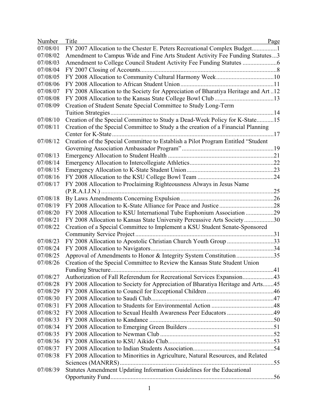 2007-2008 Bill Index