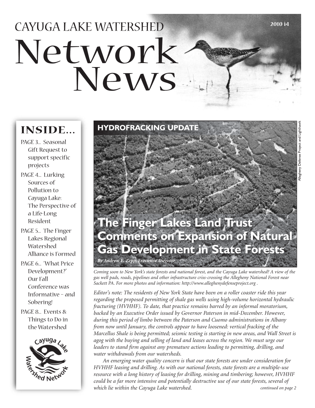 CAYUGA LAKE WATERSHED 2010 I4 Network News K W a H T