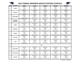 2021 Tomball Memorial Wildcat Football Schedule