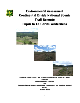 Continental Divide National Scenic Trail Reroute Lujan to La Garita Wilderness