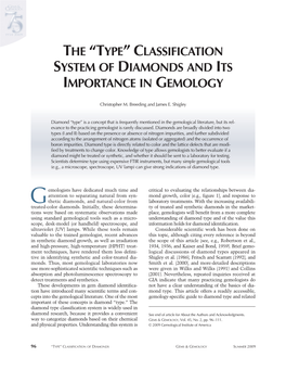 The “Type” Classification System of Diamonds and Its Importance in Gemology