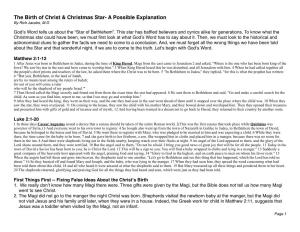 The Birth of Christ & Christmas Star- a Possible Explanation