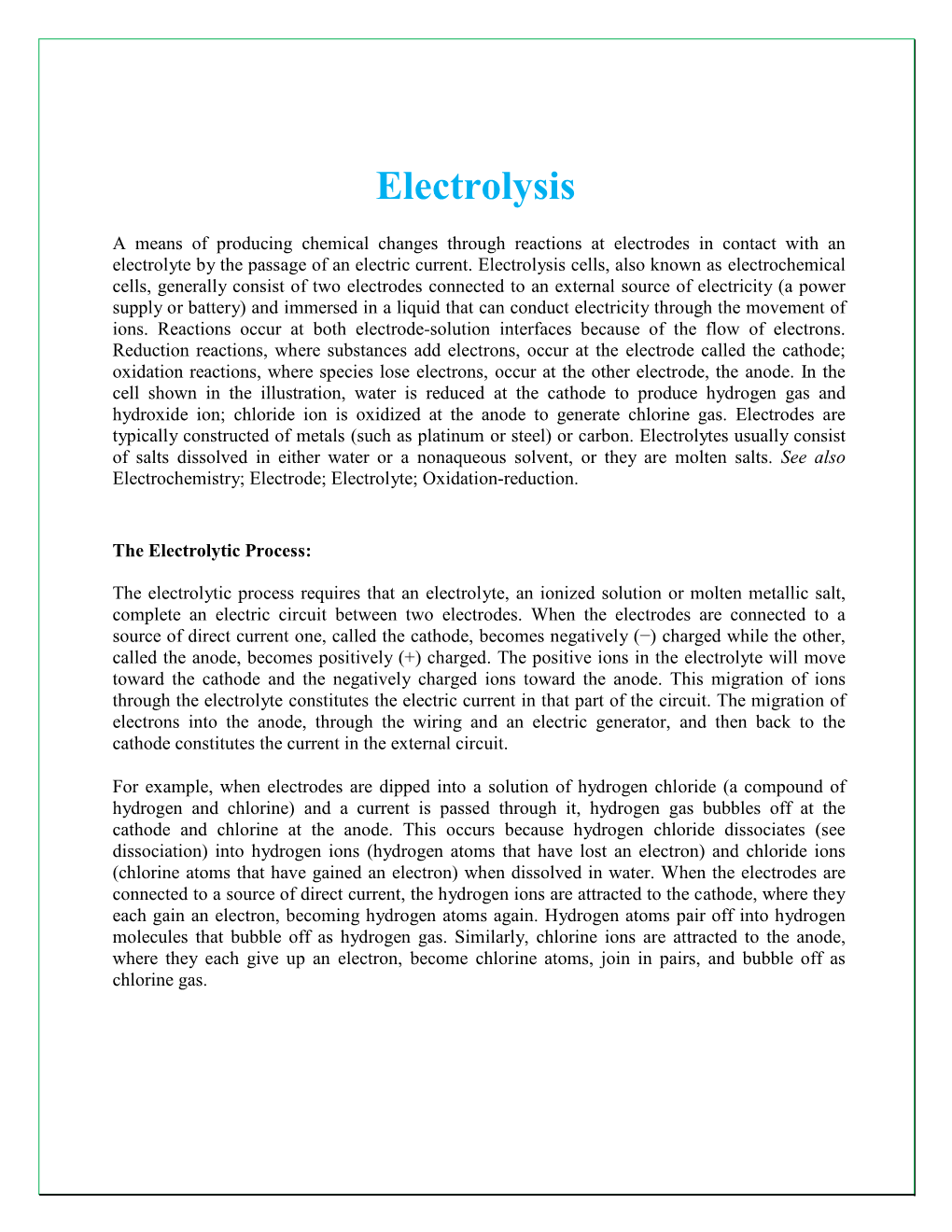 Electrolysis