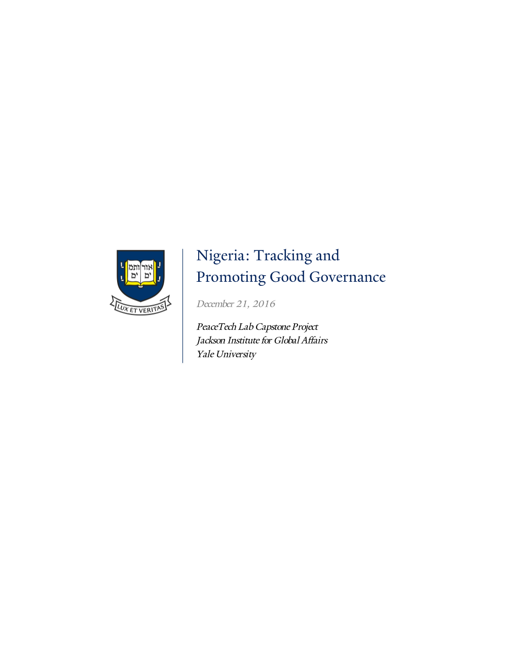 Nigeria: Tracking and Promoting Good Governance