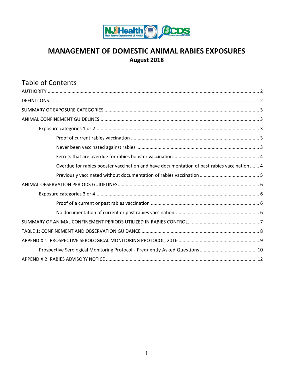 MANAGEMENT of DOMESTIC ANIMAL RABIES EXPOSURES August 2018