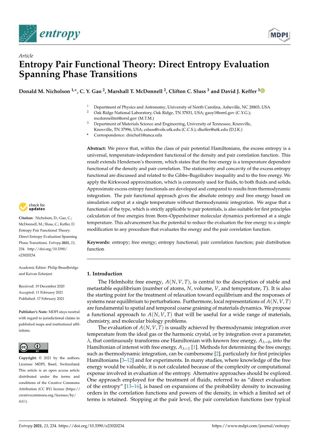 Entropy Pair Functional Theory: Direct Entropy Evaluation Spanning Phase Transitions