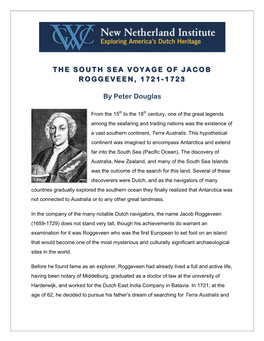 Jacob Roggeveen, 1721- 1723
