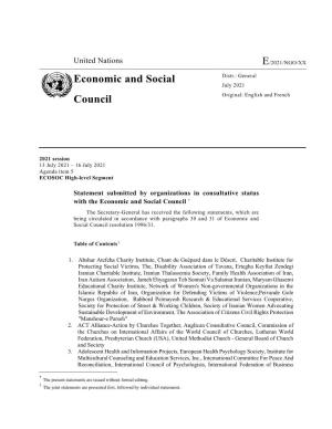 E/2021/NGO/XX Economic and Social Council