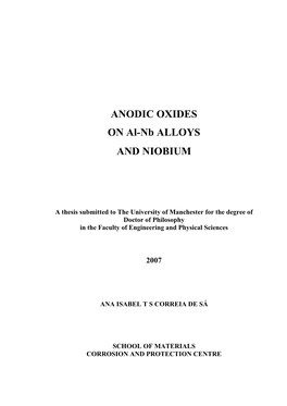 ANODIC OXIDES on Al-Nb ALLOYS and NIOBIUM