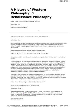 A History of Western Philosophy: 3 Renaissance Philosophy