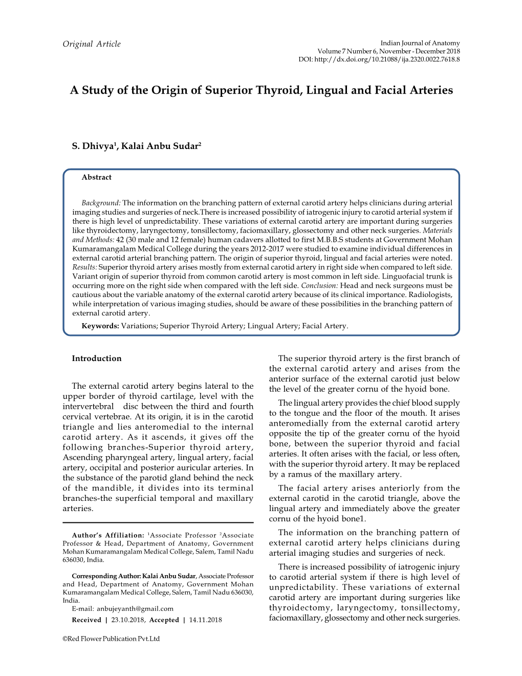 A Study of the Origin of Superior Thyroid, Lingual and Facial Arteries