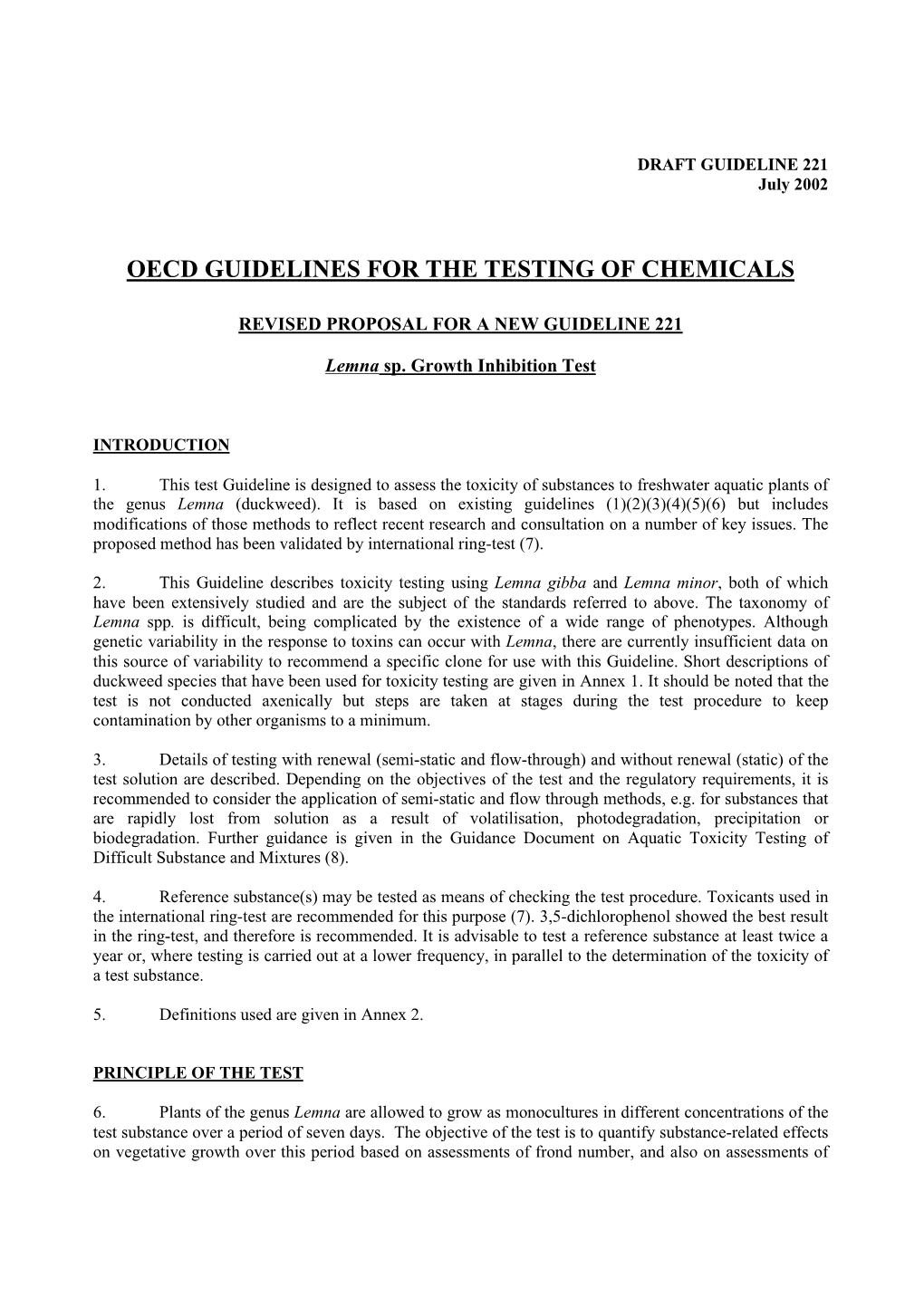 Oecd Guidelines for the Testing of Chemicals