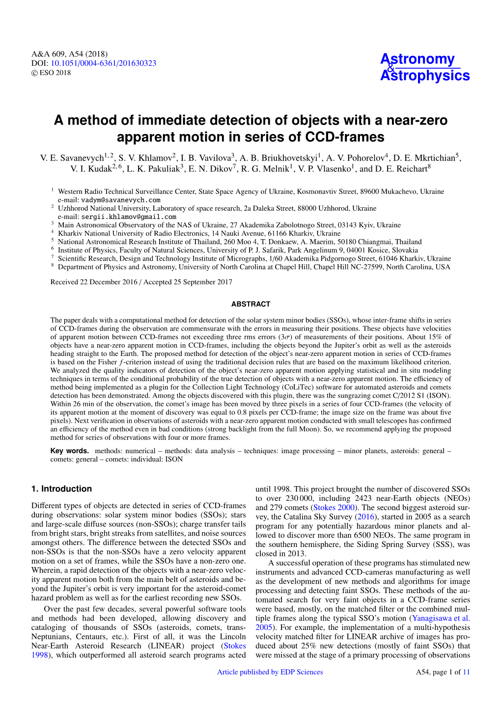 A Method of Immediate Detection of Objects with a Near-Zero Apparent Motion in Series of CCD-Frames V