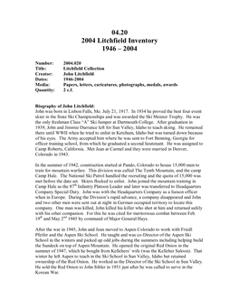04.20 2004 Litchfield Inventory 1946 – 2004