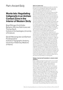 Part 1: Ancient Sicily Monte Iato: Negotiating Indigeneity in an Archaic Contact Zone in the Interior of Western Sicily