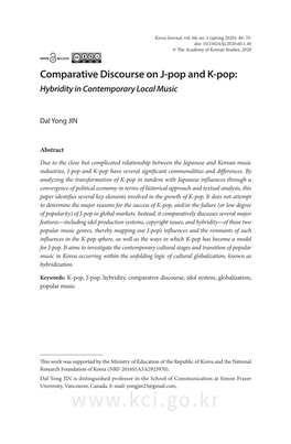 Comparative Discourse on J-Pop and K-Pop: Hybridity in Contemporary Local Music