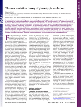 The New Mutation Theory of Phenotypic Evolution