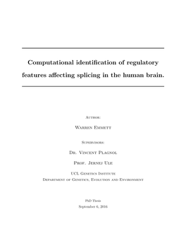 Computational Identification of Regulatory Features Affecting