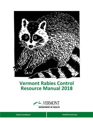 Vermont Rabies Control Resource Manual 2018