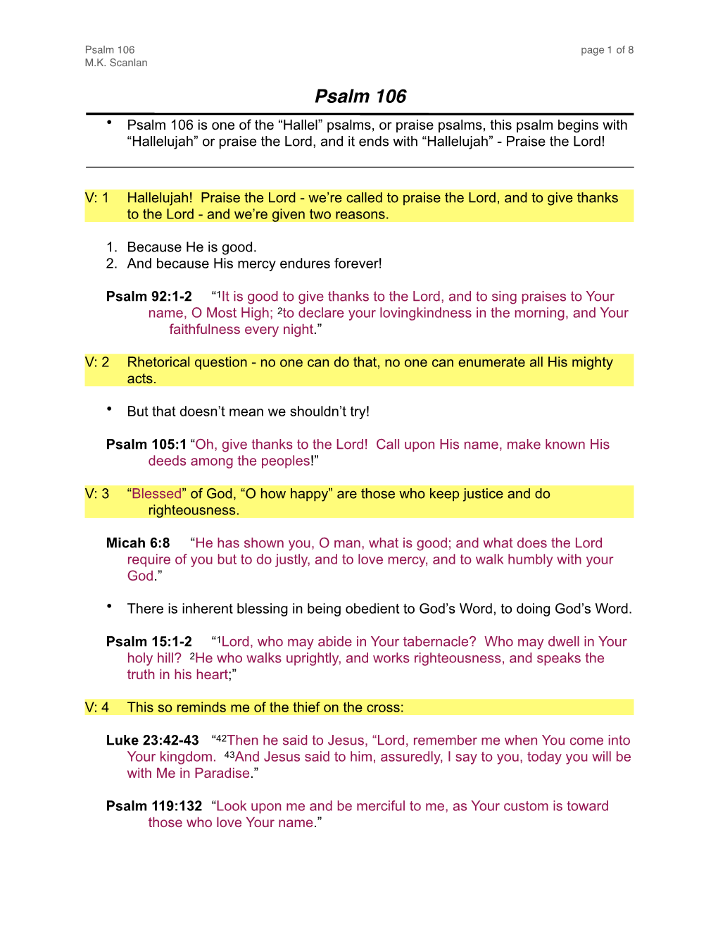 Psalm 106 Page 1� of �8 M.K